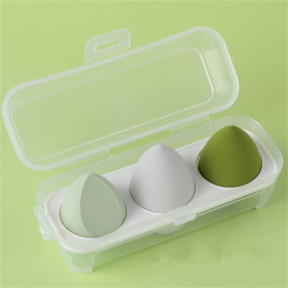 3pcs Makeup Blender Makeup Sponge Cosmetic Puff with Storage Box Foundation Powder Beauty Sponge Women Make Up Accessories Tools