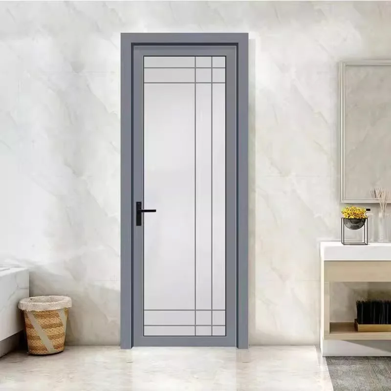Modern Simple Medium Narrow Bathroom Swing Door Home Kitchen Tempered Glass Door Toilet Partition Glass Swing Door