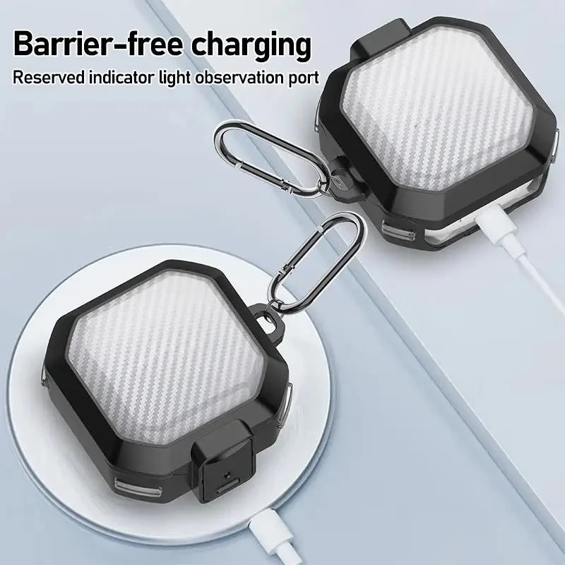 

For Samsung Galaxy Buds 2 Pro Buds Live FE Core Case Transparent Carbon Fiber Switch Earphone Cover Anti Lost Funda with Hook