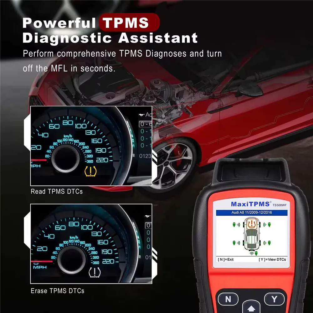 Autel TS508WF TPMS Car Diagnostic Tool 4 MX Sensor Tire Pressure Monitoring OBD2 Scanner Altar TS508 with WIFI Function