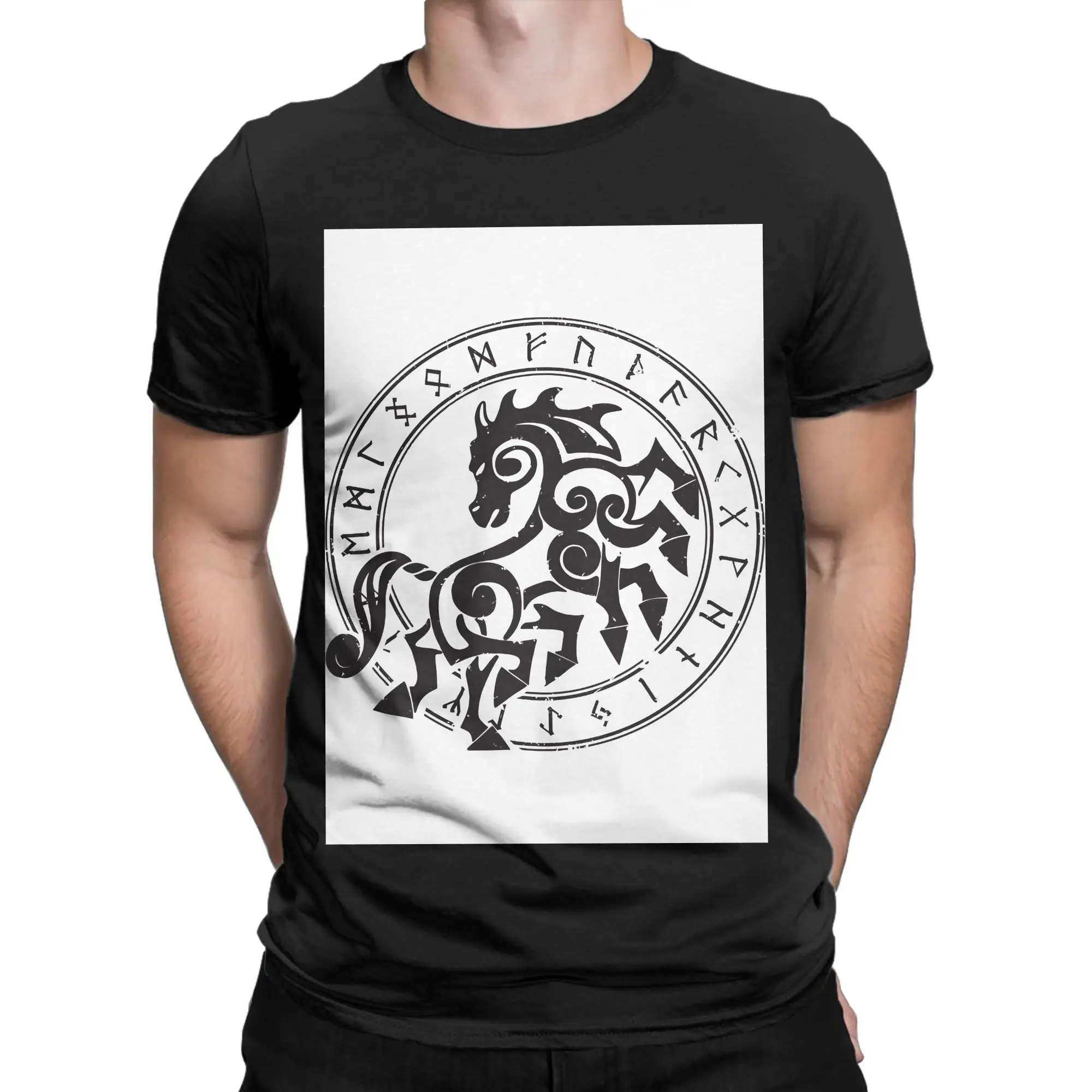 Sleipnir Odins 8 legged steed  Novelty 100% Cotton T-Shirt Sleipnir Tops Tees For Men