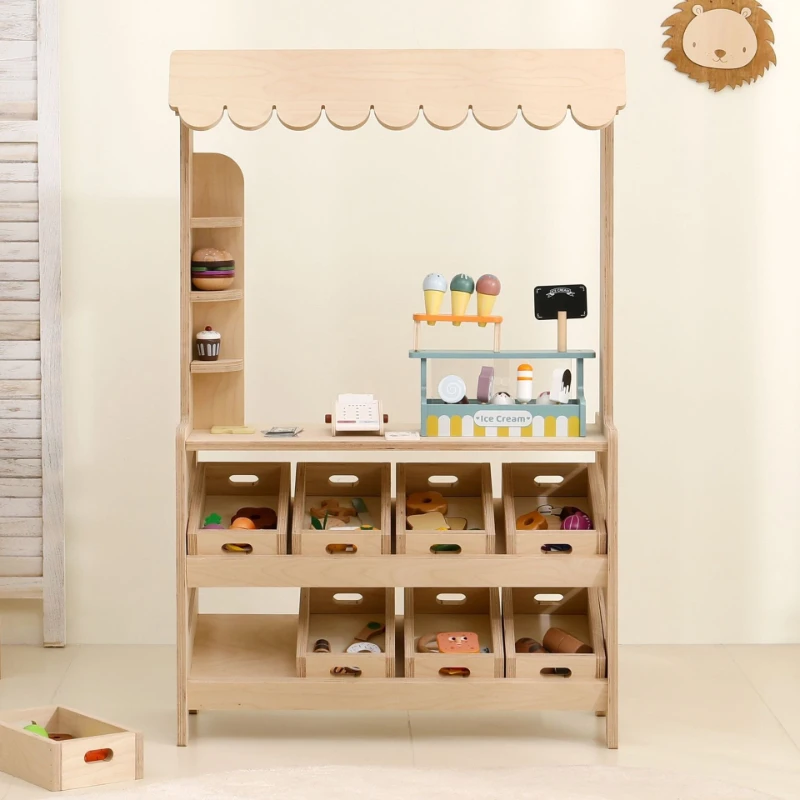 

Children's room small shop shelf Children's toy storage rack Household wooden bookshelf Picture book rack Baby doll rack