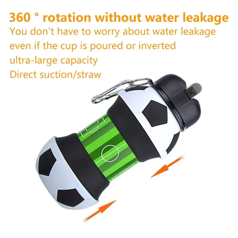 New Fold Water Bottle Cups Mug Outdoor Sports Football Baseball Tennis Golf School Leakproof Portable Kids Water Bottle