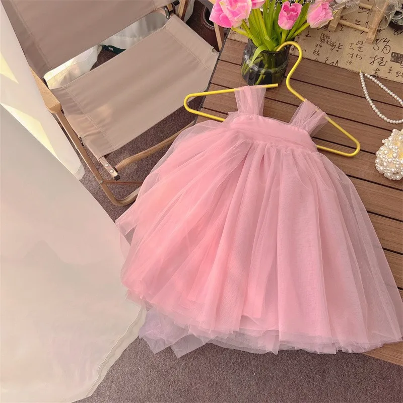 Fashion Baby Girl Princess Strap Tutu Dress Infant Toddler Child Sleeveless Bow Vestido Party Dance Birthday Baby Clothes 1-10Y