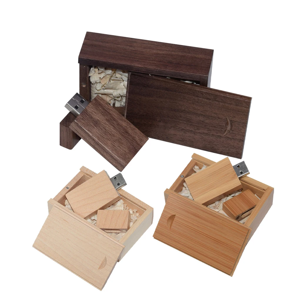 Unidad Flash Usb 2,0 de madera para fotografía, Pen Drive creativo con caja, 8GB, 16GB, 32GB, 64GB, 4GB, 128GB, regalo de boda