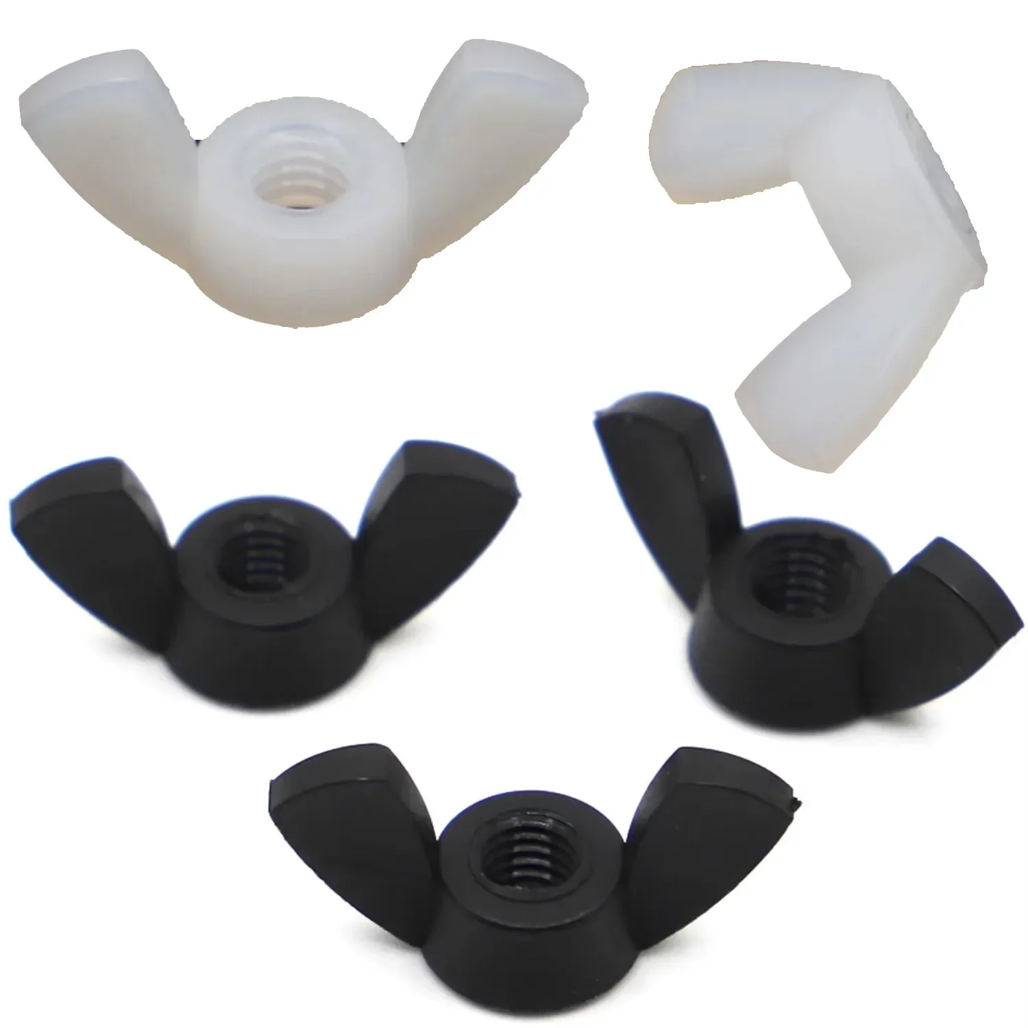 Size:M3 M4 M5 M6 M8 M10 M12 White And Black Nylon Plastic Nut Wingnut Butterfly Nut Ingot Wing Nuts DIN315