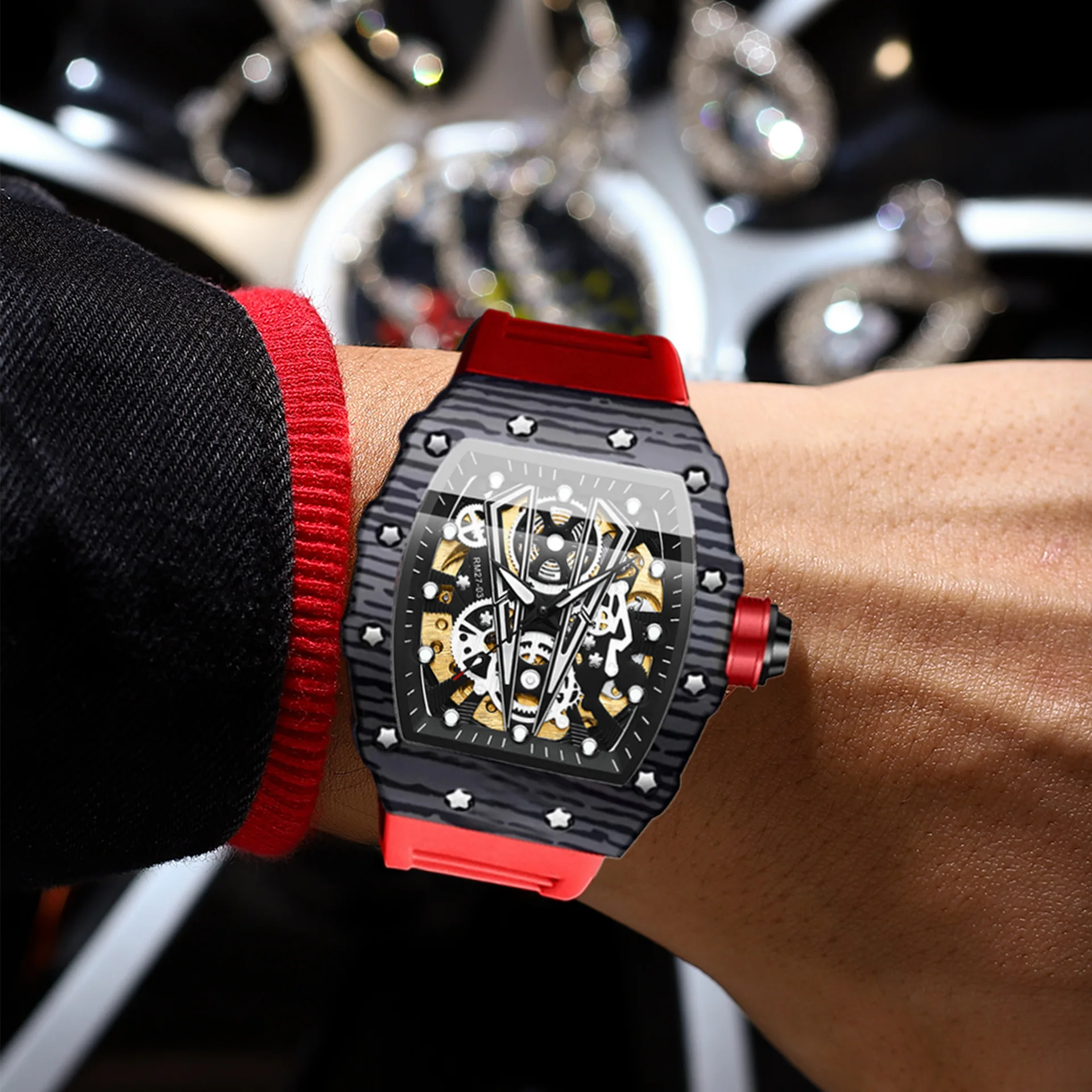 UTHAI M33 Orologio da uomo alla moda e casual, orologi meccanici cavi sportivi completamente automatici, regali fantastici, orologi da uomo