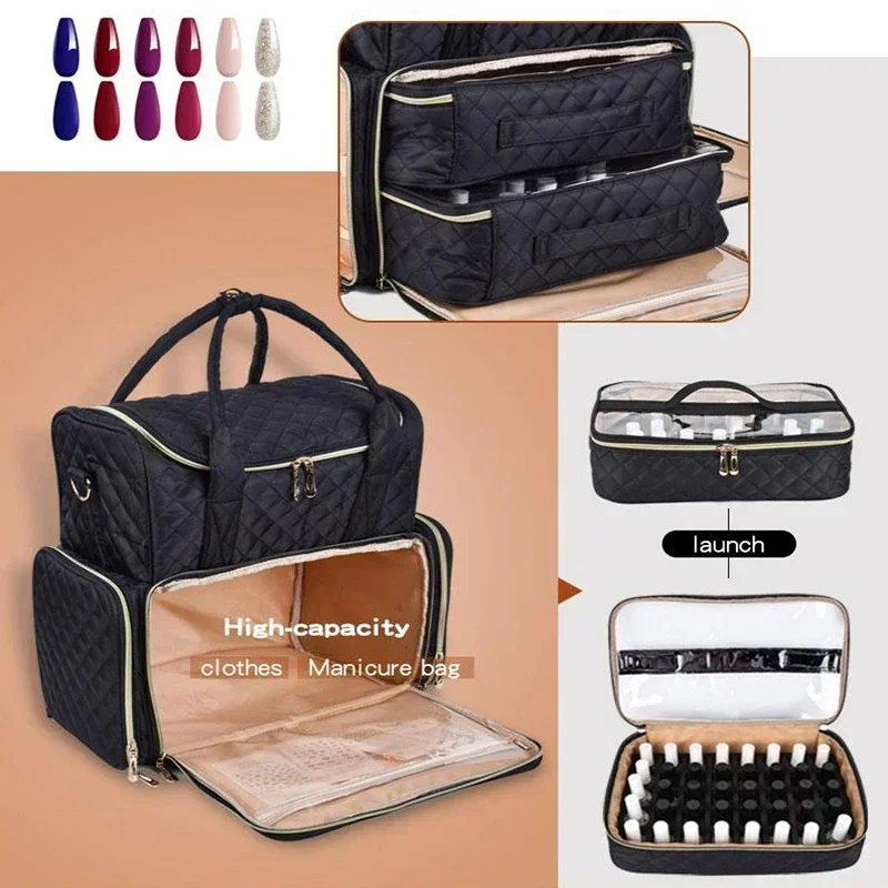 48/80Bottles Nail Polish Storage Bag Essential Oil Bag Portable Cosmetic Nail Care Kit Nail Care Tool Multi-function Storage Box