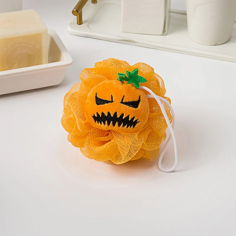 Halloween funny pumpkin expression bath ball - super soft foaming bath ball