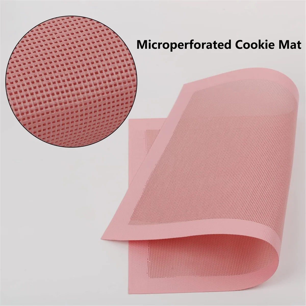 Perforated Baking Mats,2PCS Pink Silicone Mat for Half Sheet,Non-Stick Reusable Oven Liners for Making Bread/Pastry