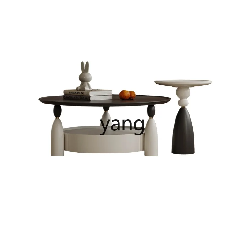 

Yjq Cream Style Coffee Table Simple Modern Small Apartment Creative High Sense Light Luxury round Combination