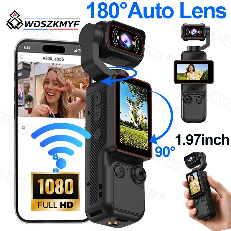 Action Camera 1080p 180° Automatic Rotation Lens Portable Cam WIFI For YouTube Vlog Entry Video Recording Photographic Camera