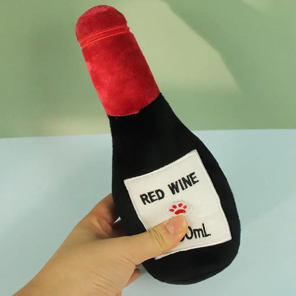 Wine Bottle Toy Soft Plush Squeaky Wine Bottle Dog Toy for Training Puppy Chew Bite-resistant Super Soft Pet Training Tool Dog