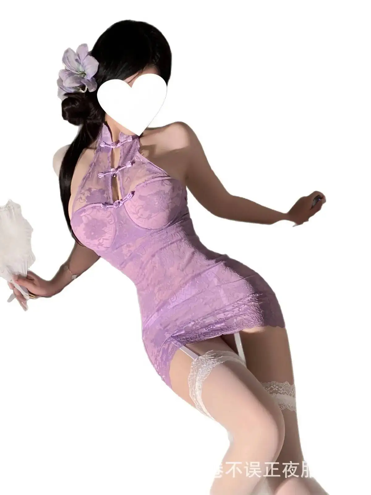 Seksowna Fioletowa Sukienka Cheongsam Czysta Pokusa Piżama Sukienka Bodycon Elegancki Mundurek Damska Kokarda Mini Sukienka 2025 Nowa Moda Słodki Top ELY8