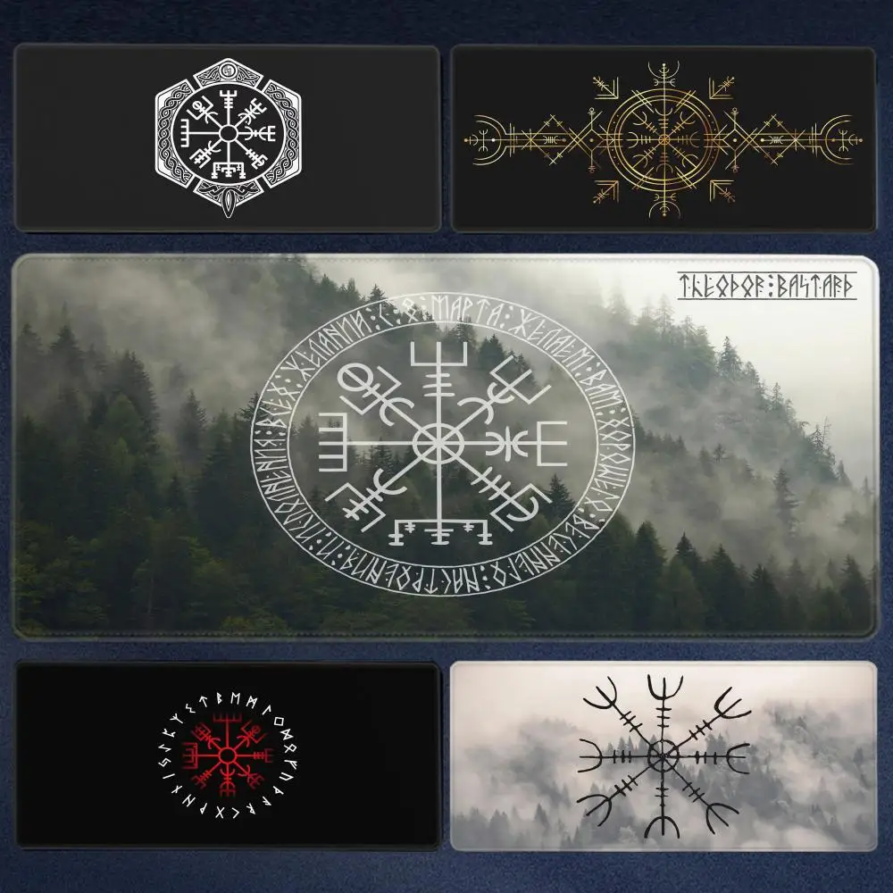 

Viking-Vegvisir Logo Mousepad Large Thickened HD Mouse Pad Oversized Gaming Keyboard Notebook Table Mat for PC Computer