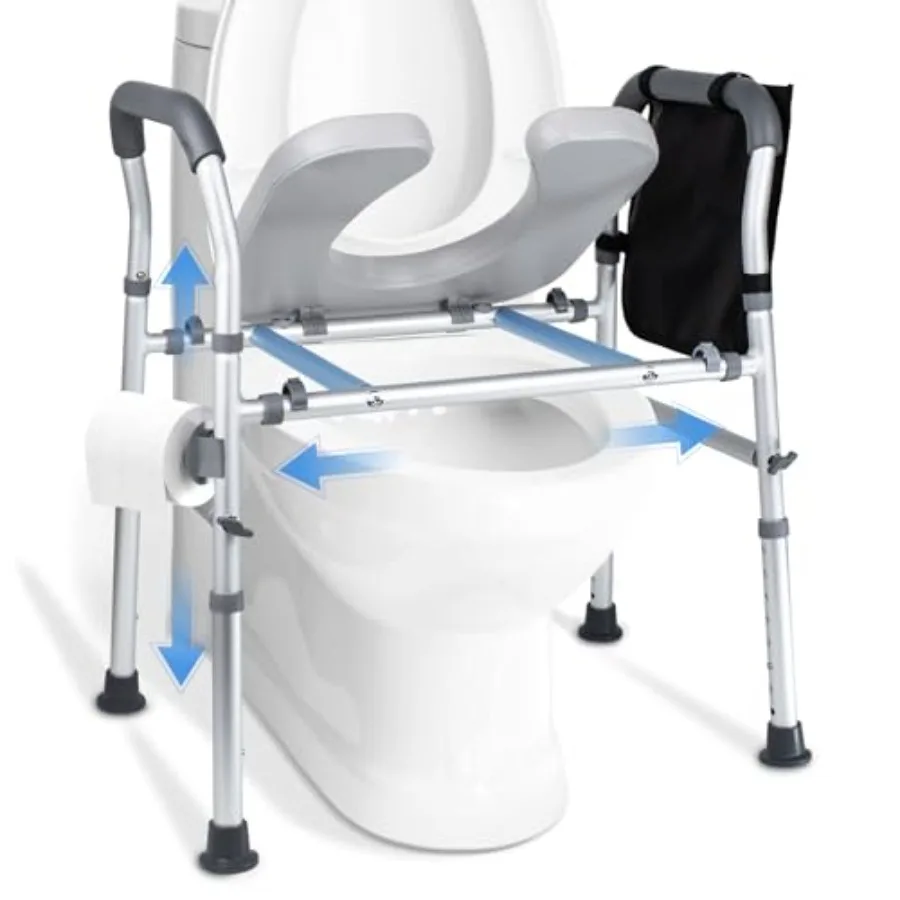 

Raised Toilet Seat with Handles for Seniors and Pregnant Women Adjustable Height and Width Durable 500 LBS Capacity Elevated To