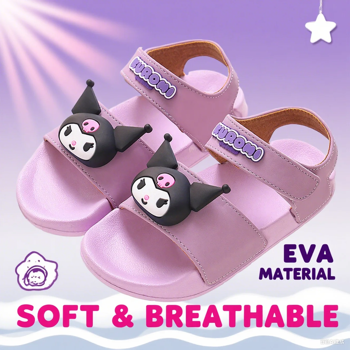 

2025 Summer New Baby Girls soft Sandals Cute Hello Kitty Children's Casual Shoes Anti-slip Kids Beach Shoes Outdoor Shoes