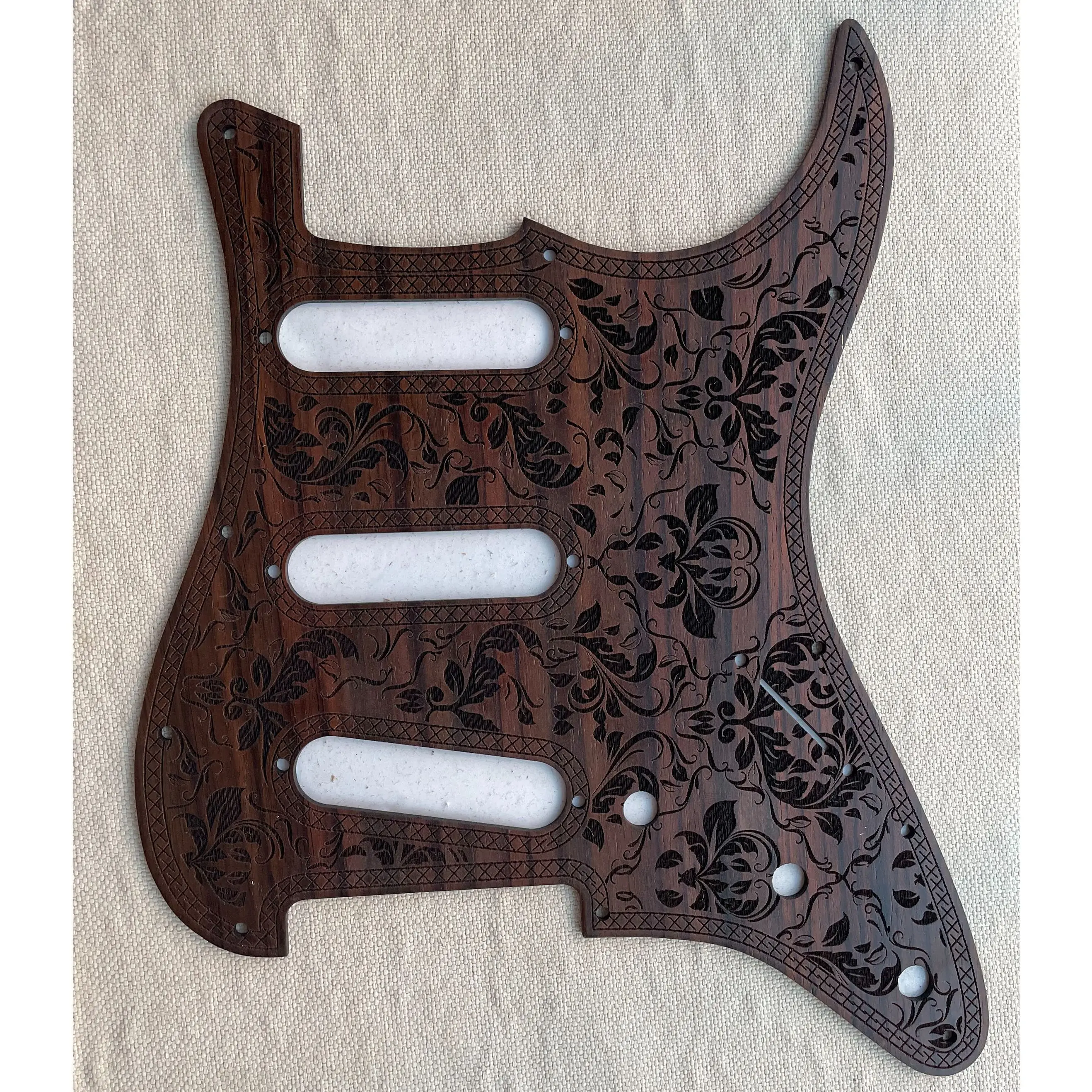 

Handmade Carved Pattern Rosewood Electric Guitar Pickguard, Scratch Plate & Screws, 11 Holes, SSH, SSS, S T Parts