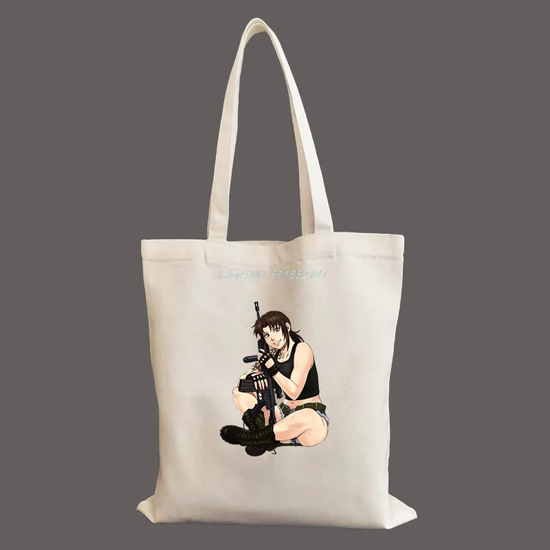 

Revy From Black Lagoon Anime Print Graphic Ladies Shopping Bag Unisex Travel Canvas Bags Eco Shoulder Bag Student Tote Bag