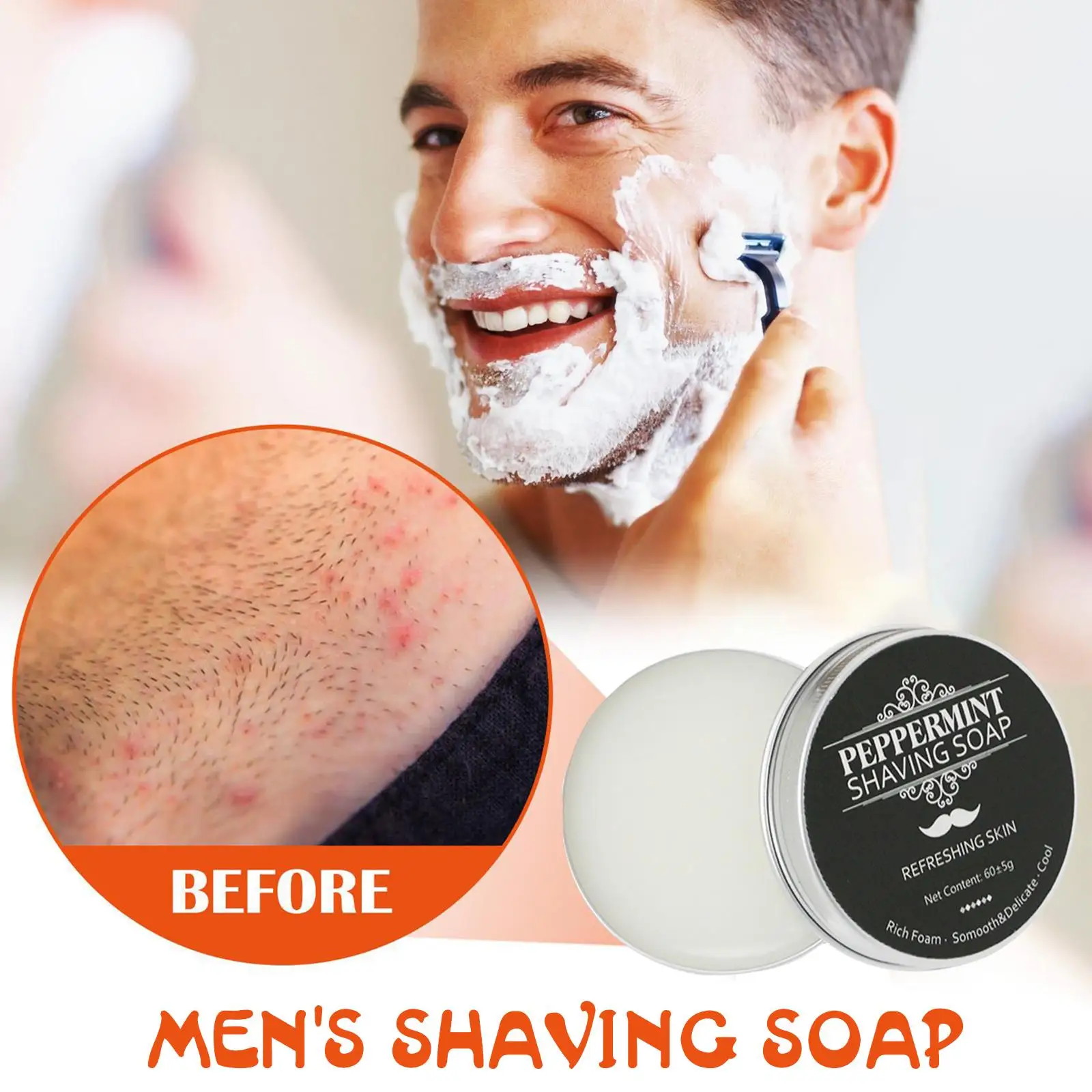 

60g Mint Flavour Foam Fragrant Shaving Soap Keep The And Face Soap Texture Clean Smooth Mens And Shaving Fine F6h7