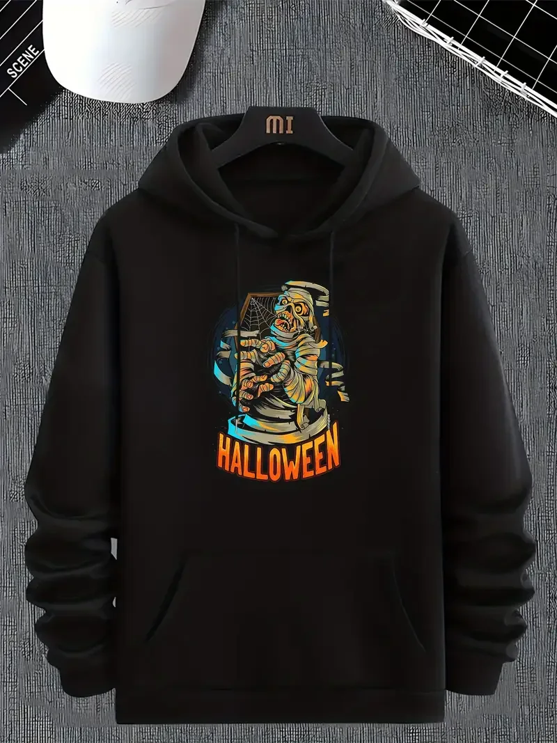 

Повседневная женская толстовка с капюшоном и принтом черепа на Хэллоуин, многофункциональная праздничная толстовка из полиэстера, большие размеры