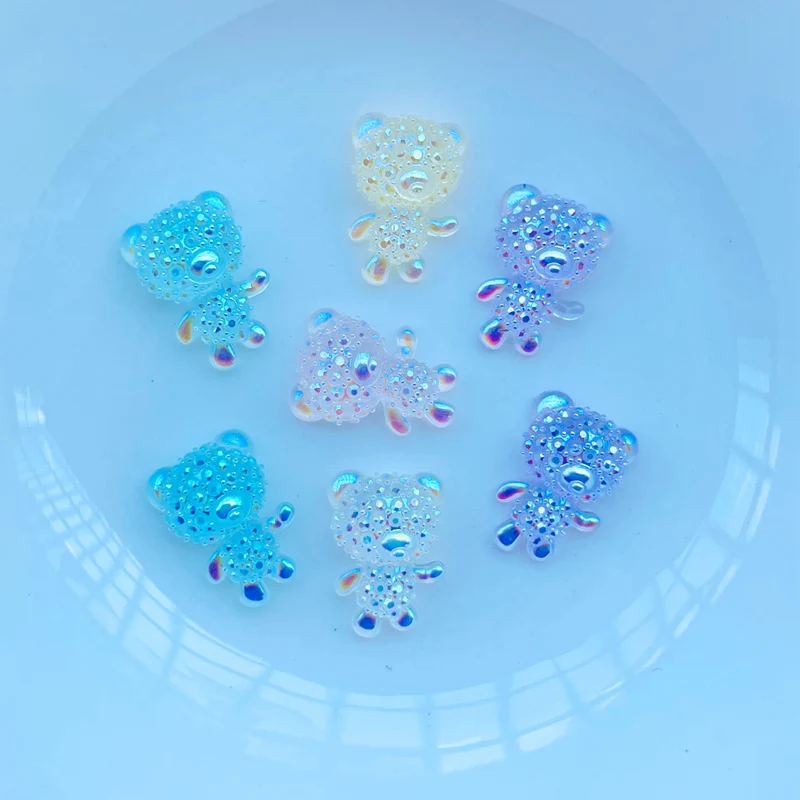 100Pcs New Kawaii Cute Cartoon Little Bear Flat Back Resin Cabochons Scrapbooking DIY Jewelry Craft Decoration Accessorie A38