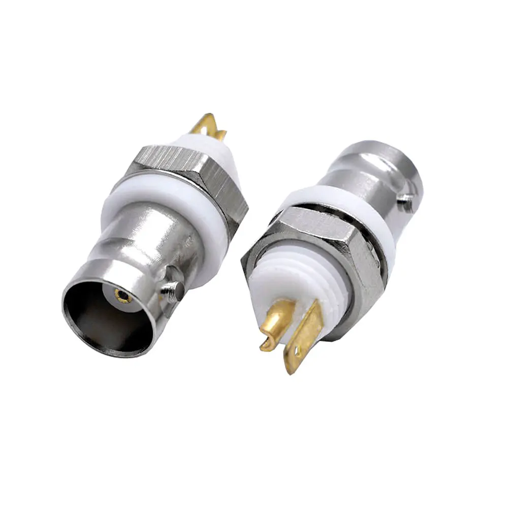 BNC-KY Female Connector, Panel Mount Solder RF Connector, 50 Ohm White Insulator for Video Surveillance, RF Module