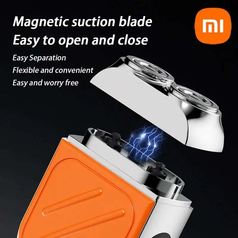 XIAOMI R-21 ماكينة حلاقة كهربائية IPX7 مقاومة للماء الحلاقة فائقة النظافة المزدوجة الرأس المغناطيسي المحمولة شاشة ديجيتال سكين اللحية الكهربائية