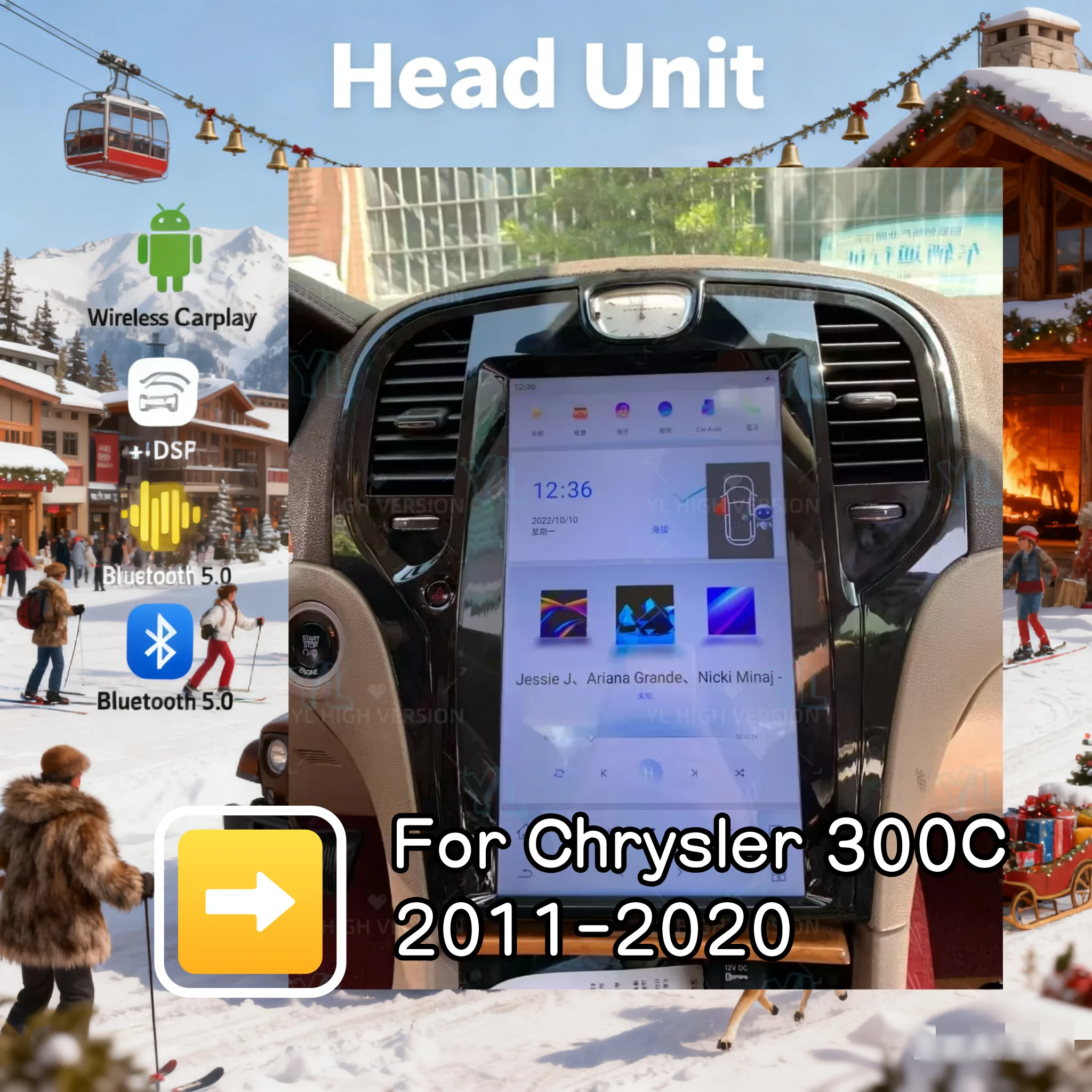 

S 13.6 Inch For Chrysler 300C 300 300S 2011-2023 Android 13.0 8-Core 128G Car Multimedia Stereo Receiver Radio GPS 4G WIFI Unit