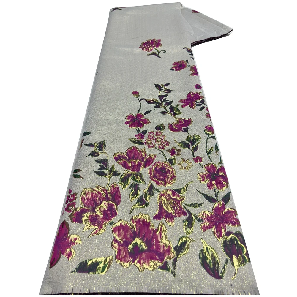 

5 ярдов африканская жаккардовая позолоченная кружевная ткань высокого качества, парчовая кружевная ткань 2025 года, нигерийское шитье для шитья роскошного вечернего платья