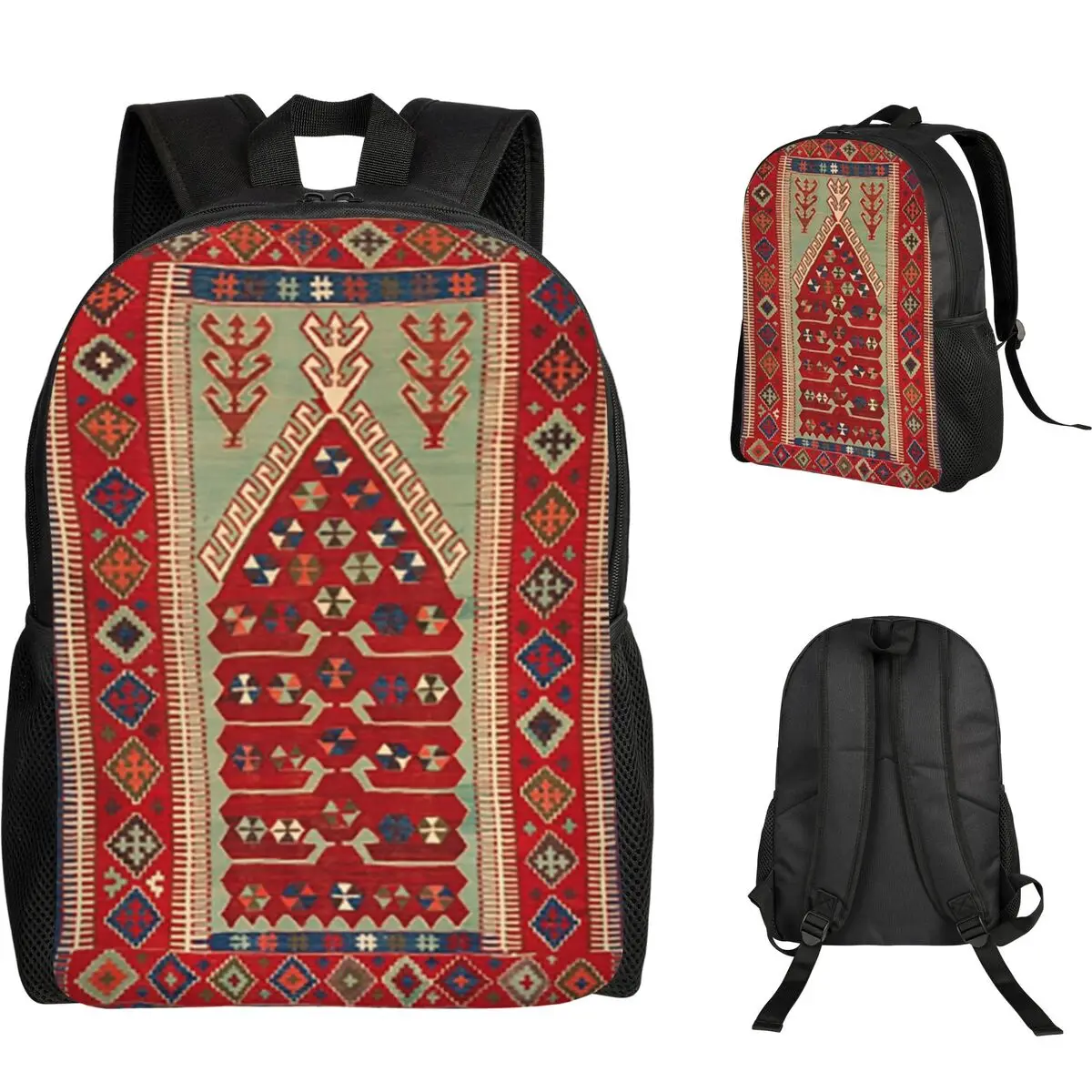 

Antique Turkish Carpet Kilim Print Student Backpack School Bag Hiking Travel Daypack for Boys Girls Bookbag Shoulder Bags