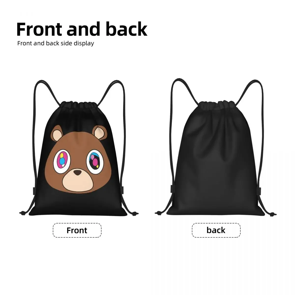 Kanye West Ye Bear Drawstring Backpack Sports Gym Bag for Women Men Shopping Sackpack