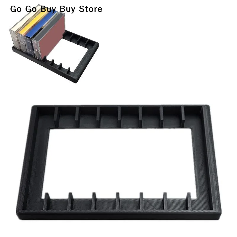 【ST】1 unidad de estante de almacenamiento para cintas de casete, soporte para cintas de casete de audio, estante organizador de cintas de casete con 8 ranuras en total para estudio y escritorio