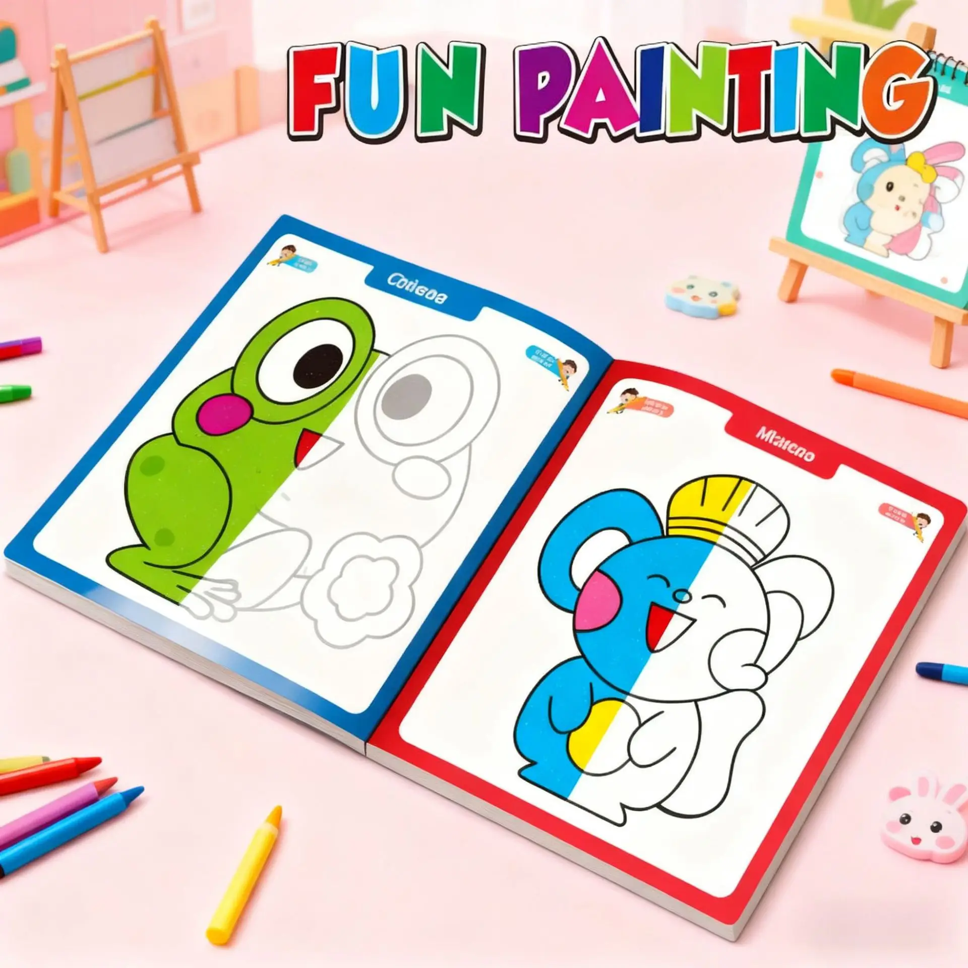 Children's Fun Half Color Drawing Book Kindergarten Enlightenment Coloring Drawing Book Student Graffiti Drawing Book