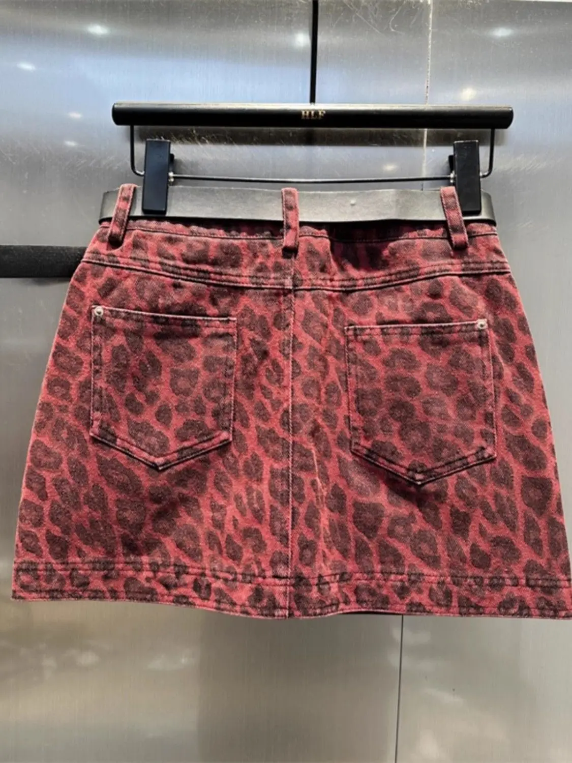 American Retro Women's Leopard Print Denim Skirt 2025 Spring New Anti-light A-word Skirt