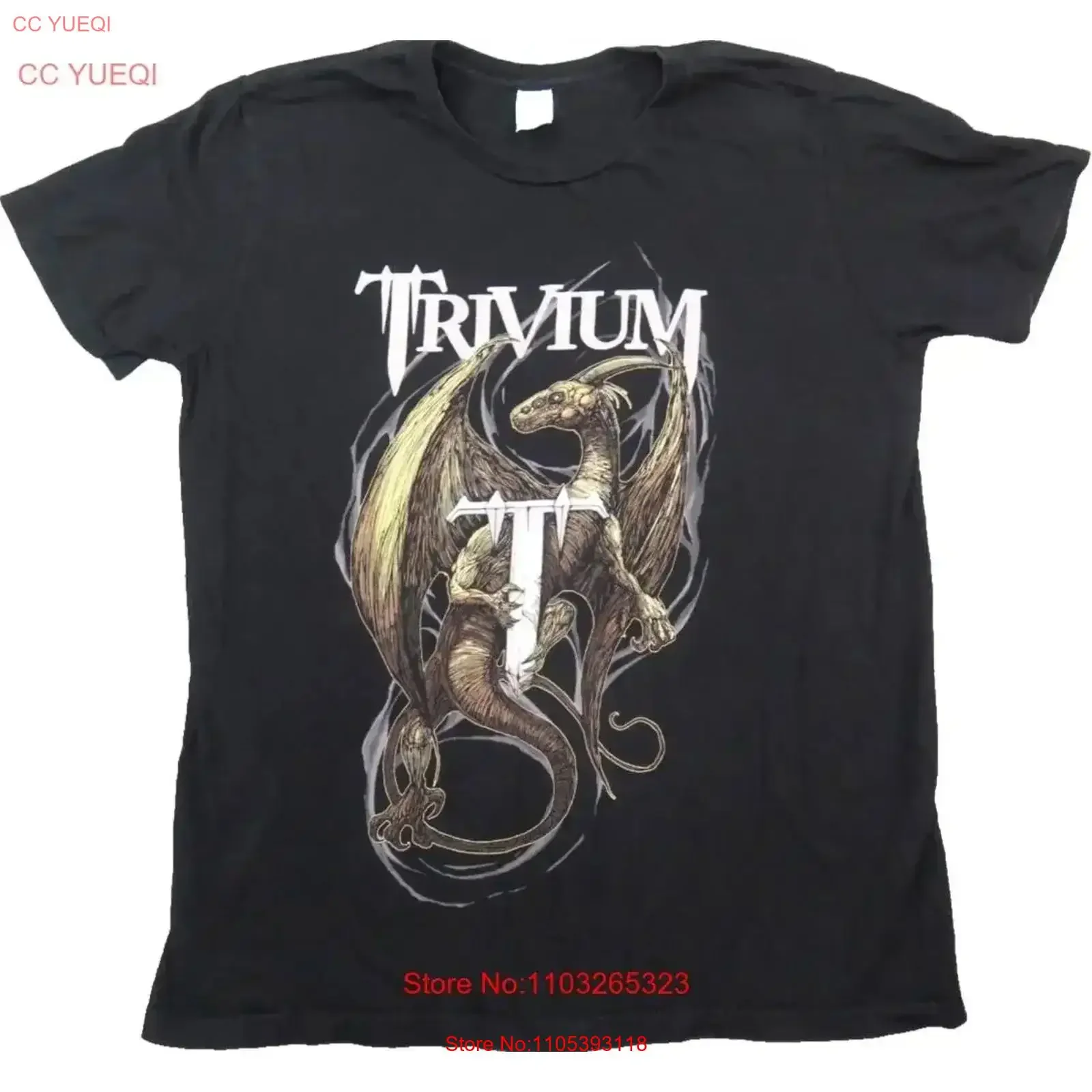 Camiseta Negra Vintage Y2K Trivium Silver Logo Crusade Talla Grande PACIFIC, Ropa de Diseñador Vintage Lavada, Cómoda y Suave