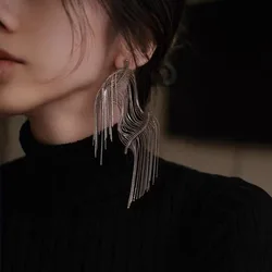 Fashion Temperament Exaggerated Geometric Sparkling Tassel Earrings Fashion Metal Earrings Fashion Women's Jewelry Accessories