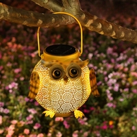 Owl Hanging Solar Lanterns Garden Light Waterproof Metal Decorative Solar Lantern Lights Outdoor for Patio Yard Table Pathway