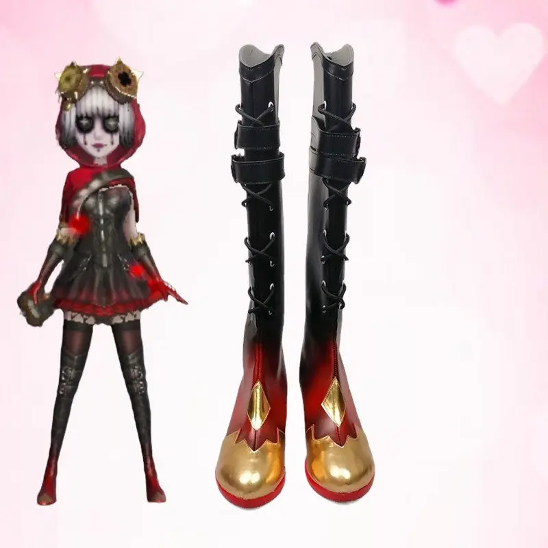 Anime Identity V‌ Tracy Reznik Cosplay Shoes Black Long PU Leather Boots For Halloween Carnival