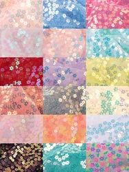 Small Plum Flower Sequins Fabric Fabric Mesh Mess Wedding Decoration Shooting Background Dress Stage Clothing Fabrics