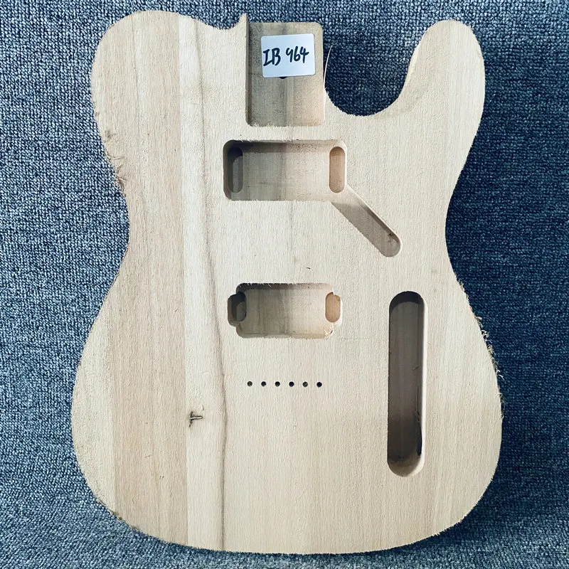 IB964 String Through Body 2 Humbucker Pickup Tele Electric Guitar Body in Solid Wood Unfinished No Paints DIY Replace TL Guitar