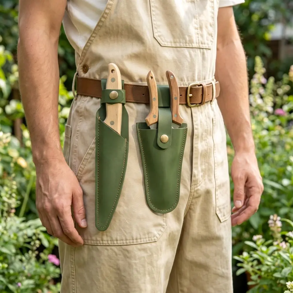 PU Leather Cutter Storage Bag Protective Cover Button Buckle Leather Pliers Cover Belt Loop Multifunction Pruning Shears Pouch