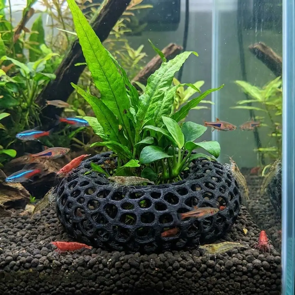 3D Printed Fish Shrimp Hiding Cave Wide-View Porous Structure Aquarium Fish Shelter Plastic Plant Anchoring Breeding Shelter