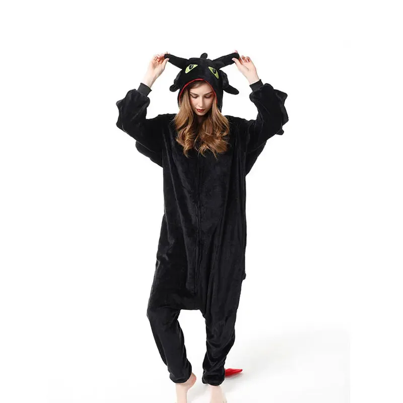 Sky02 How to Train Your Dragon Onesies Toothless Pajamas Anime Kigurumi Winter Flannel Animal Cosplay Costumes Sleepwear Ju88Li