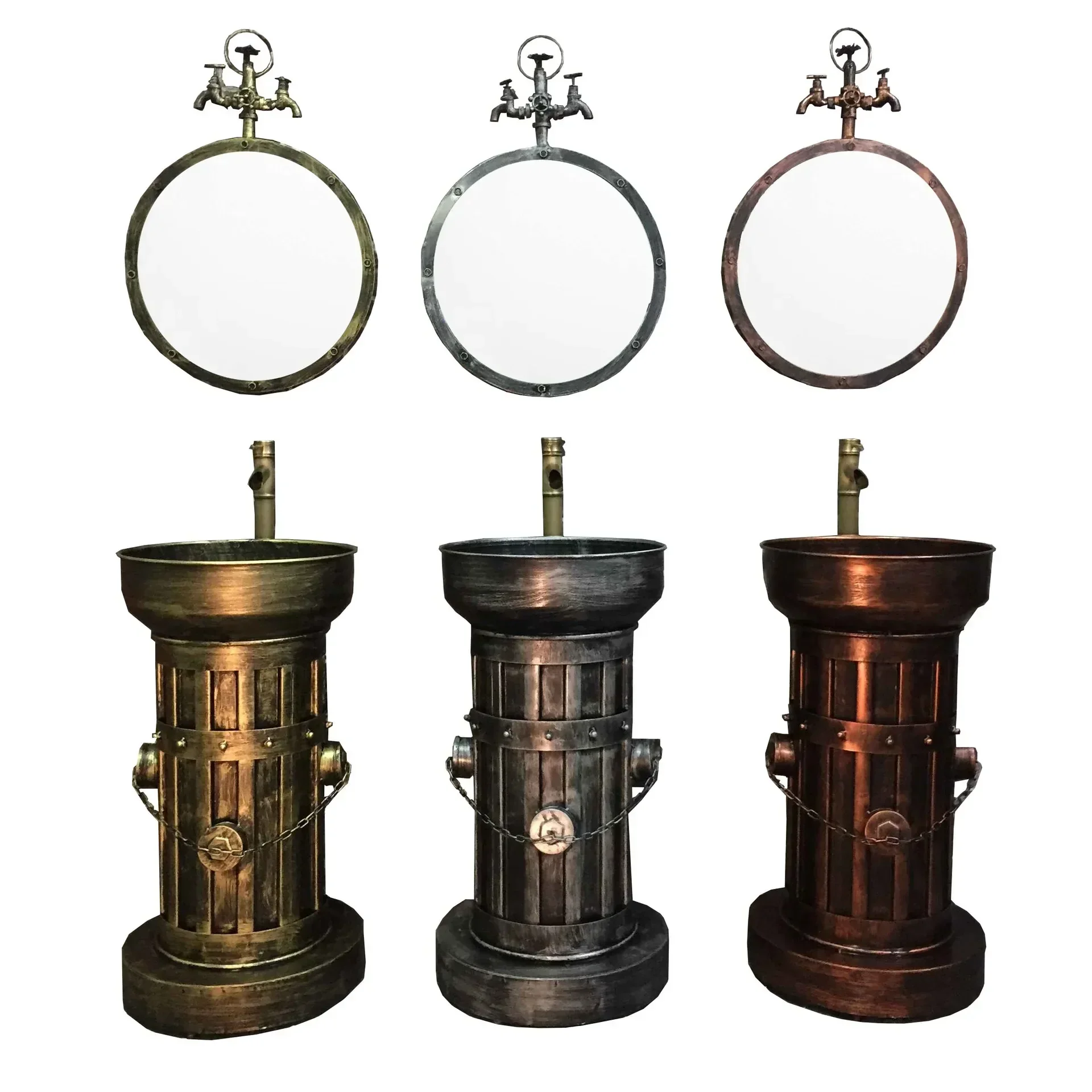 Simple Retro Industrial Style Iron Wash Basin Integrated Column Basin Of Wash Basin Leisure Creative Bar KTV Bathroom Furniture