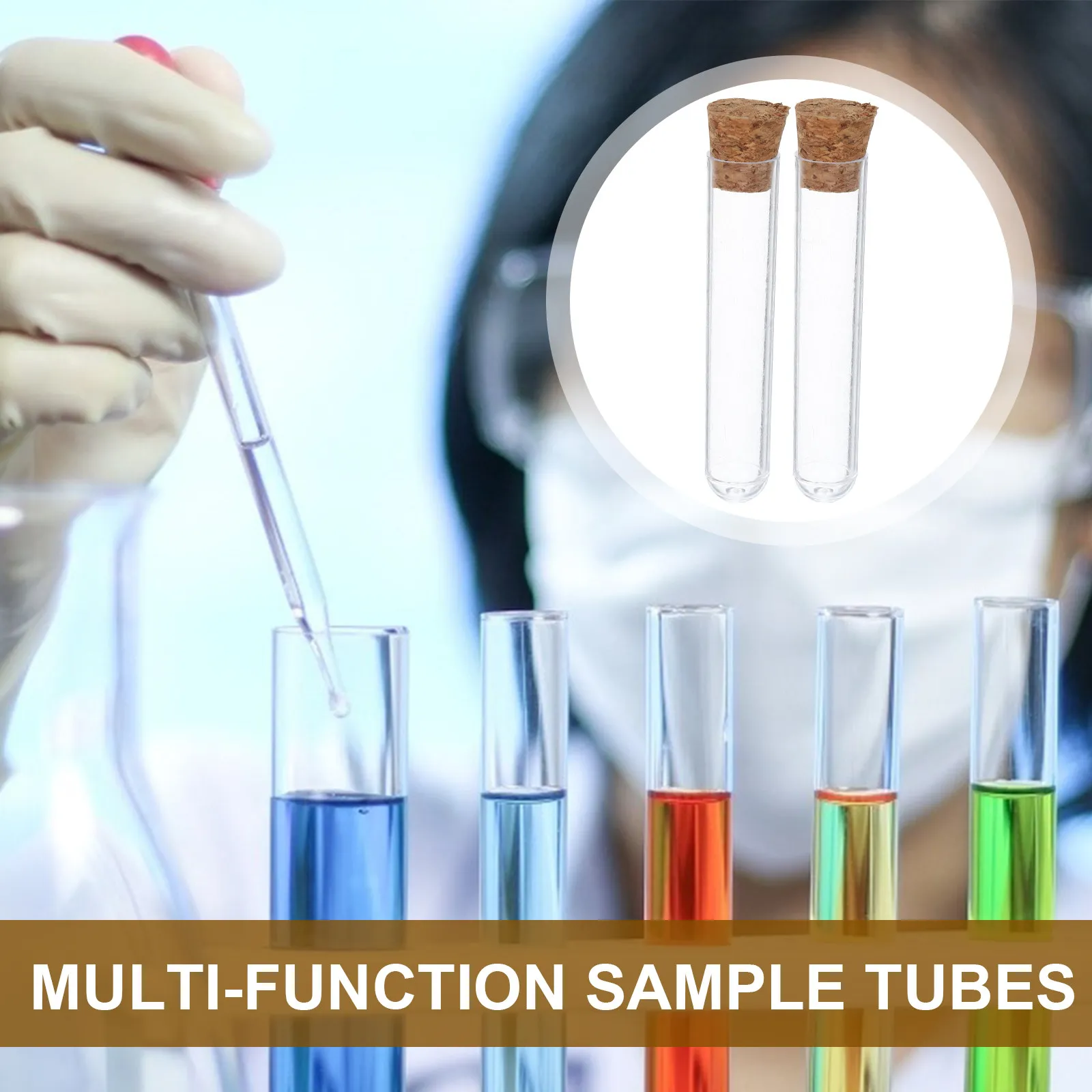 Clear Plastic Test Tubes with Cork Stoppers 20 Pack for Plant Propagation Lab Experiments Sample Storage