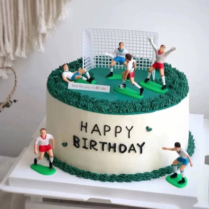 축구 소년 케이크 장식, 축구 필드 플레이어 볼 컵케이크 토퍼, 생일 축하 베이비 샤워 파티 장식, 9 개/세트