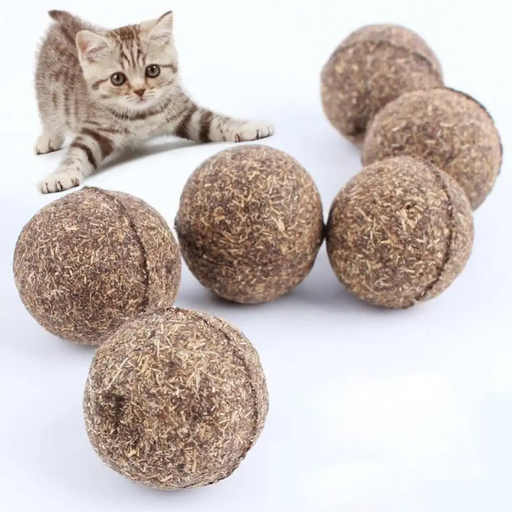 1Pc Natural Catnip Healthy Funny Treats Ball Pet Kitten Cat Playing Relaxing Toy Cat Mint Ball