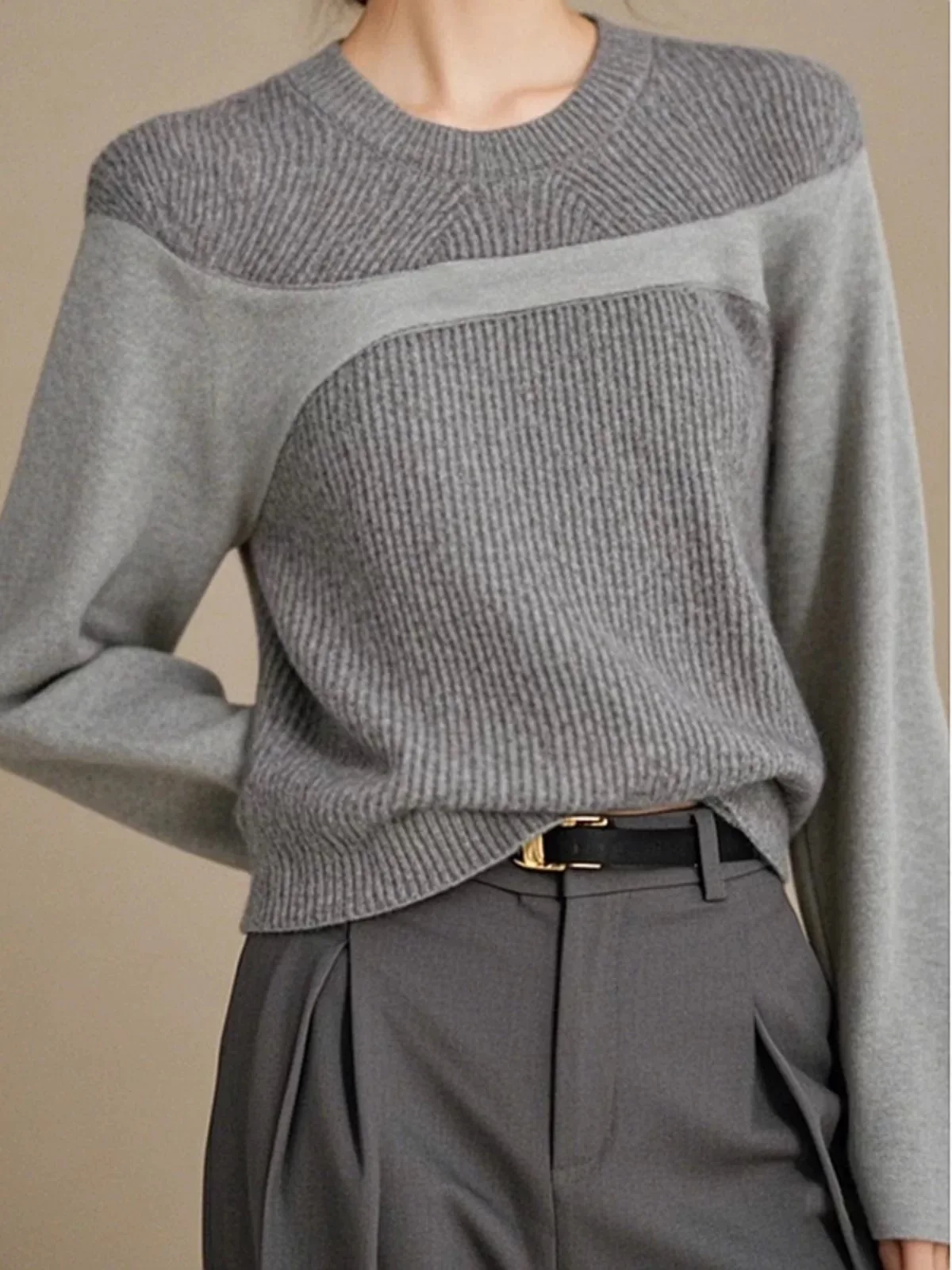 ey Splice Strickpullover Damenrock Sle Long Sve Round Ne Regular Fit Pendeln Sle OL Faion 2024 Neu eingetroffen