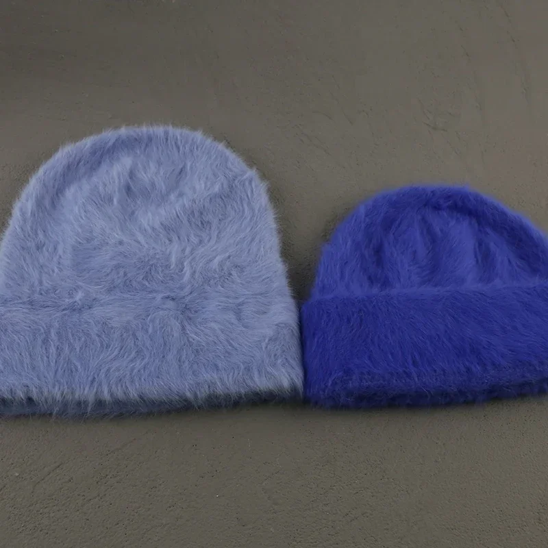 2024New Farben Weiche Kaninchen Fell Mützen Winter Hut für Frau Luxus Flauschigen Gestrickte Hut Motorhaube Dame Herbst Winter Warme Skullies kappe – Detail 14